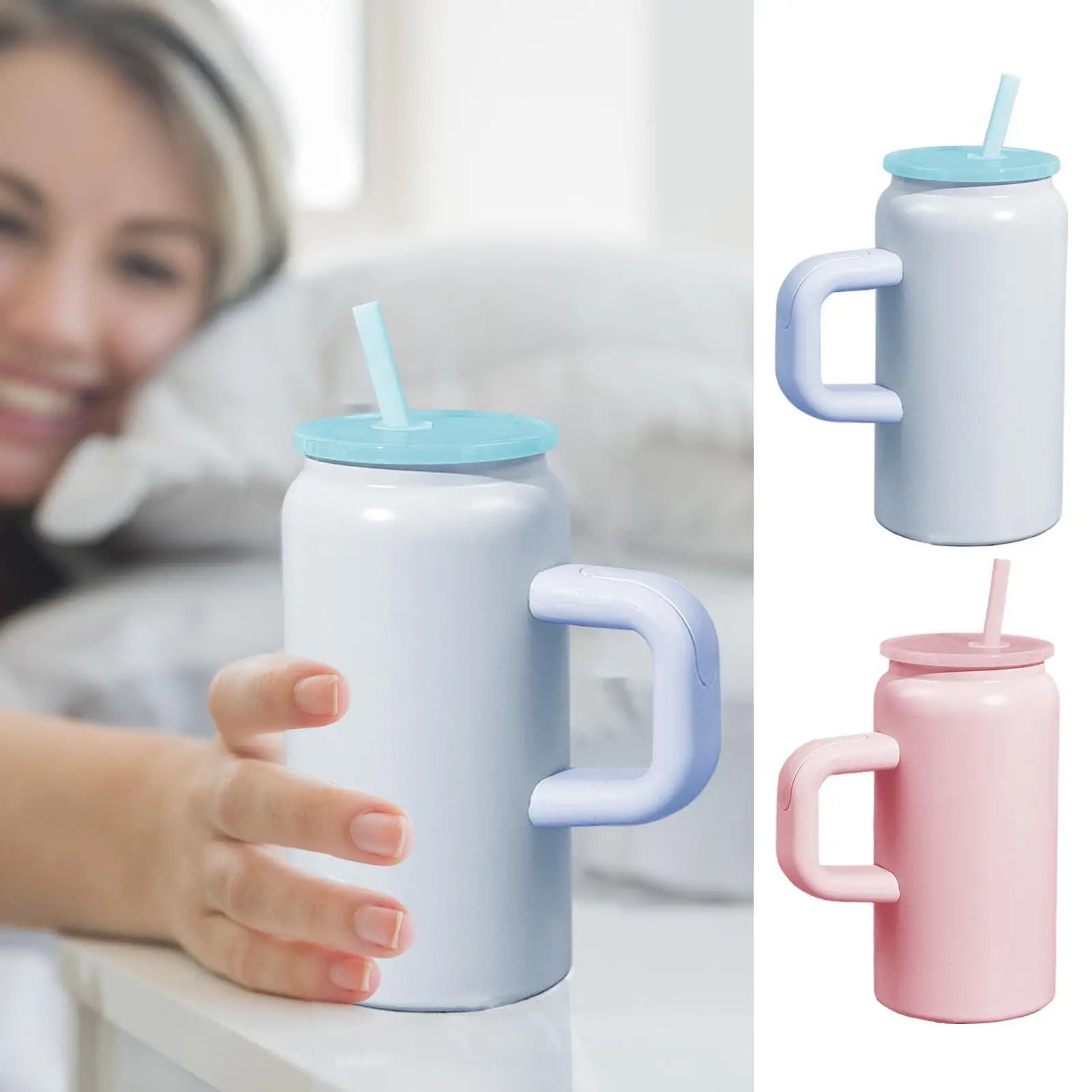 Insulated Coffee Mug Insulated Coffee Cup With Handle 16oz Stainless Steel Drinking Cup Portable Straw Tumbler For Commute Gym